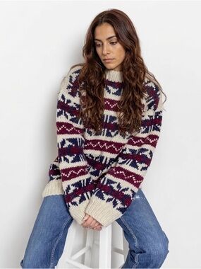 VINTAGE Chunky Nordic Knit | Après Ski Cabin Core | Fair Isle | M-L | Wool